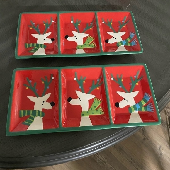 Ganz Christmas Holiday Winter Reindeer Serving Trays and Bowls Set - Picture 2 of 11